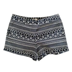 Loft Geometric Jacquard Shorts‎ Size 10 Black White Summer Coastal Resortwear